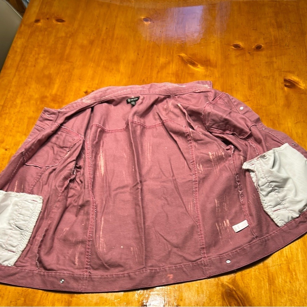 Versona Y2K Streetwear Mauve Bleach Brushstroke Denim Jacket Cyber Grunge Indie - Picture 7 of 10
